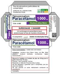 Exemple 1 : cas d'un médicament à base de paracétamol (seul) non soumis à prescription médicale